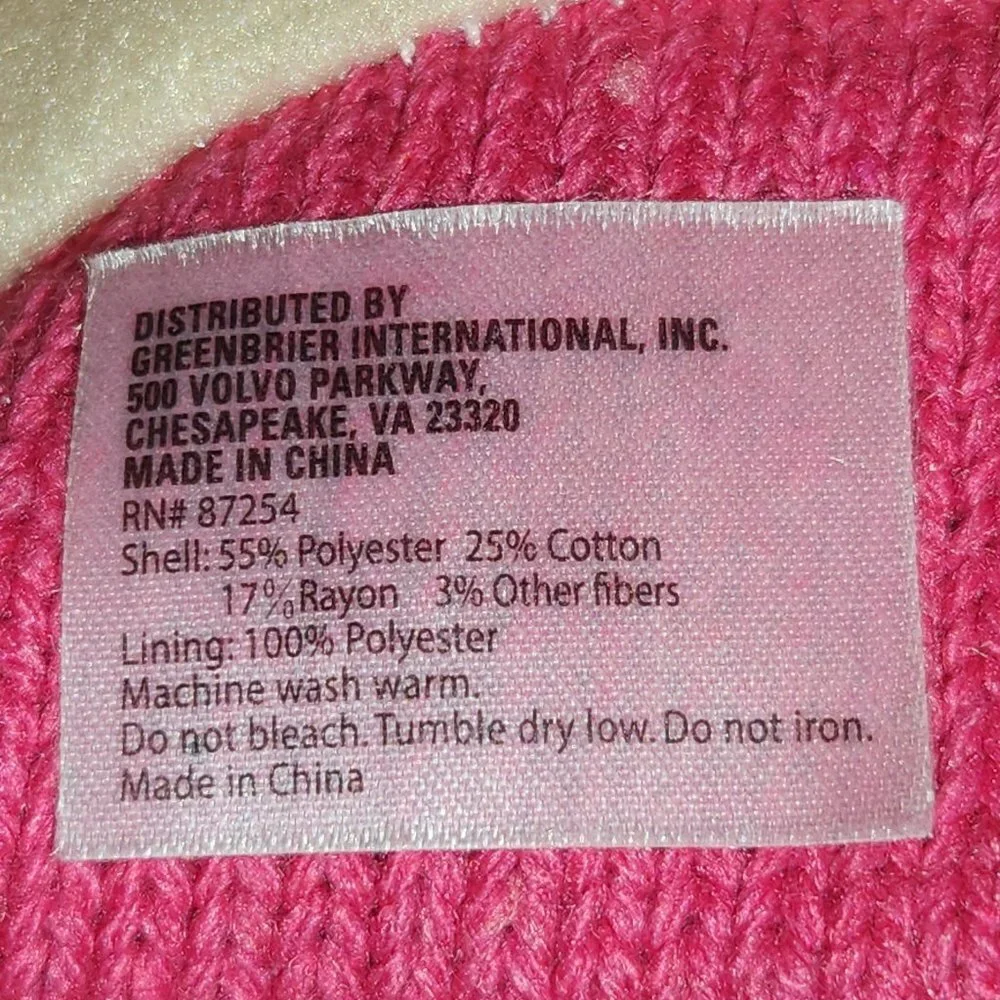 Girl's Winter Pink Snowflake Knit Beanie Cap Hat